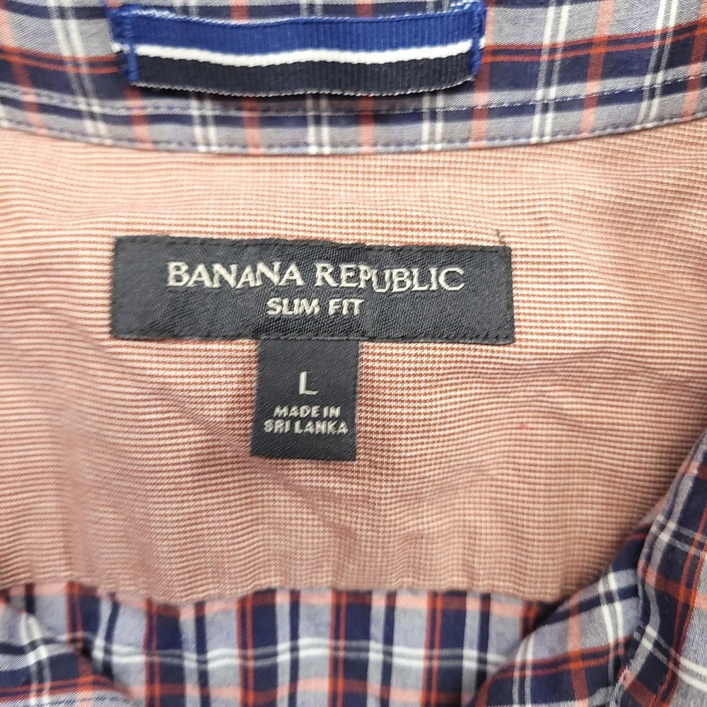 Banana Republic Slim Fit Plaid Button Down Long Sleeve‎ Shirt Mens Large